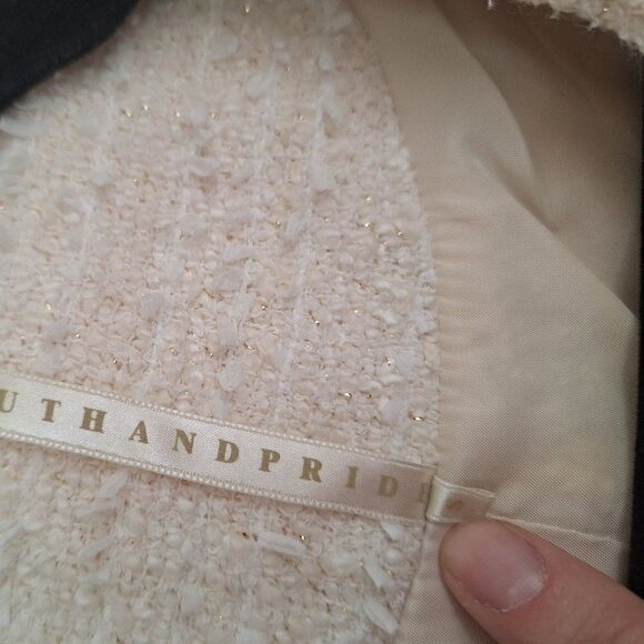 Truth and Pride Moto Jacket Women's Cream Metallic Long Sleeve Size S - Picture 2 of 9